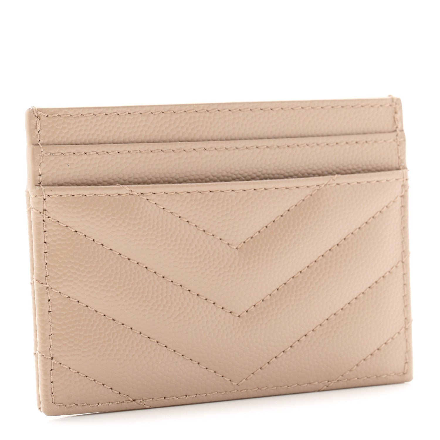 Grain De Poudre Matelasse Chevron Monogram Credit  Case Dark Beige