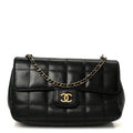 Lambskin Quilted Mini Chocolate Bar Flap Black