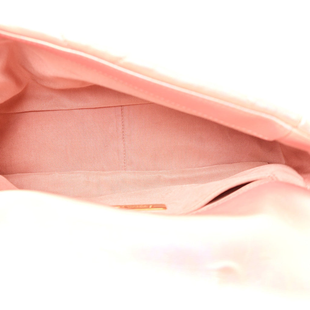 Iridescent Calfskin Quilted Medium Chanel 19 Flap Pink