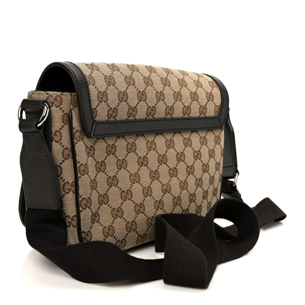 Monogram Flap Messenger Bag Beige Dark Brown