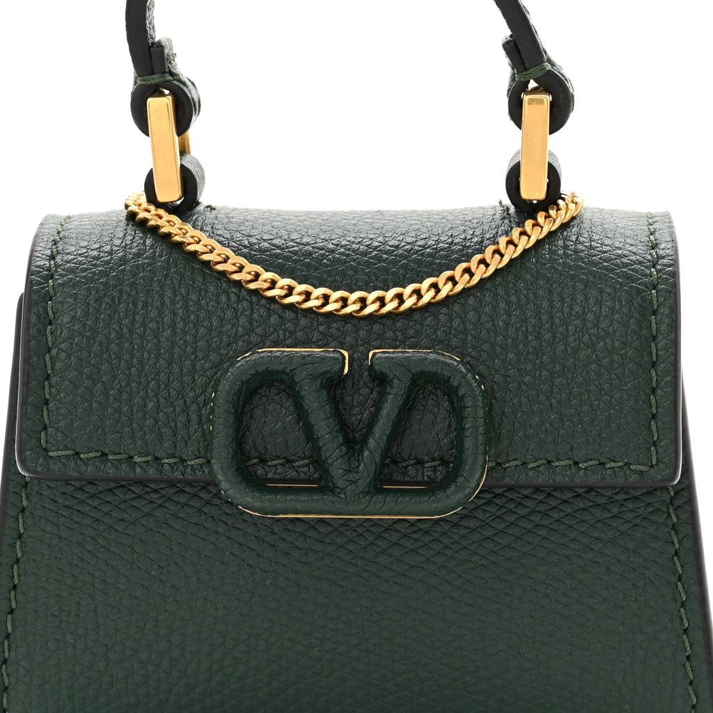 Calfskin Micro VSling Top Handle Shoulder Bag  Green