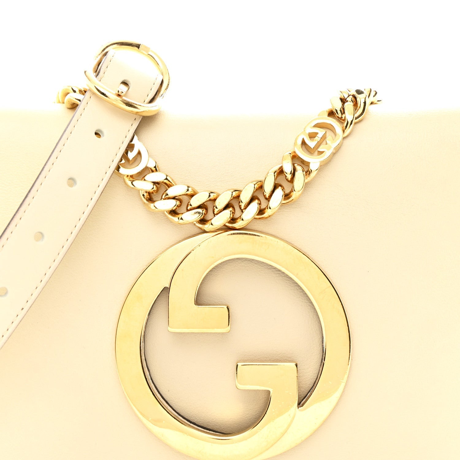 Roxy Calfskin Blondie Chain Shoulder Flap Bag Mystic White