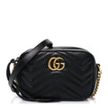 Calfskin Matelasse Mini GG Marmont Chain Shoulder Bag Black
