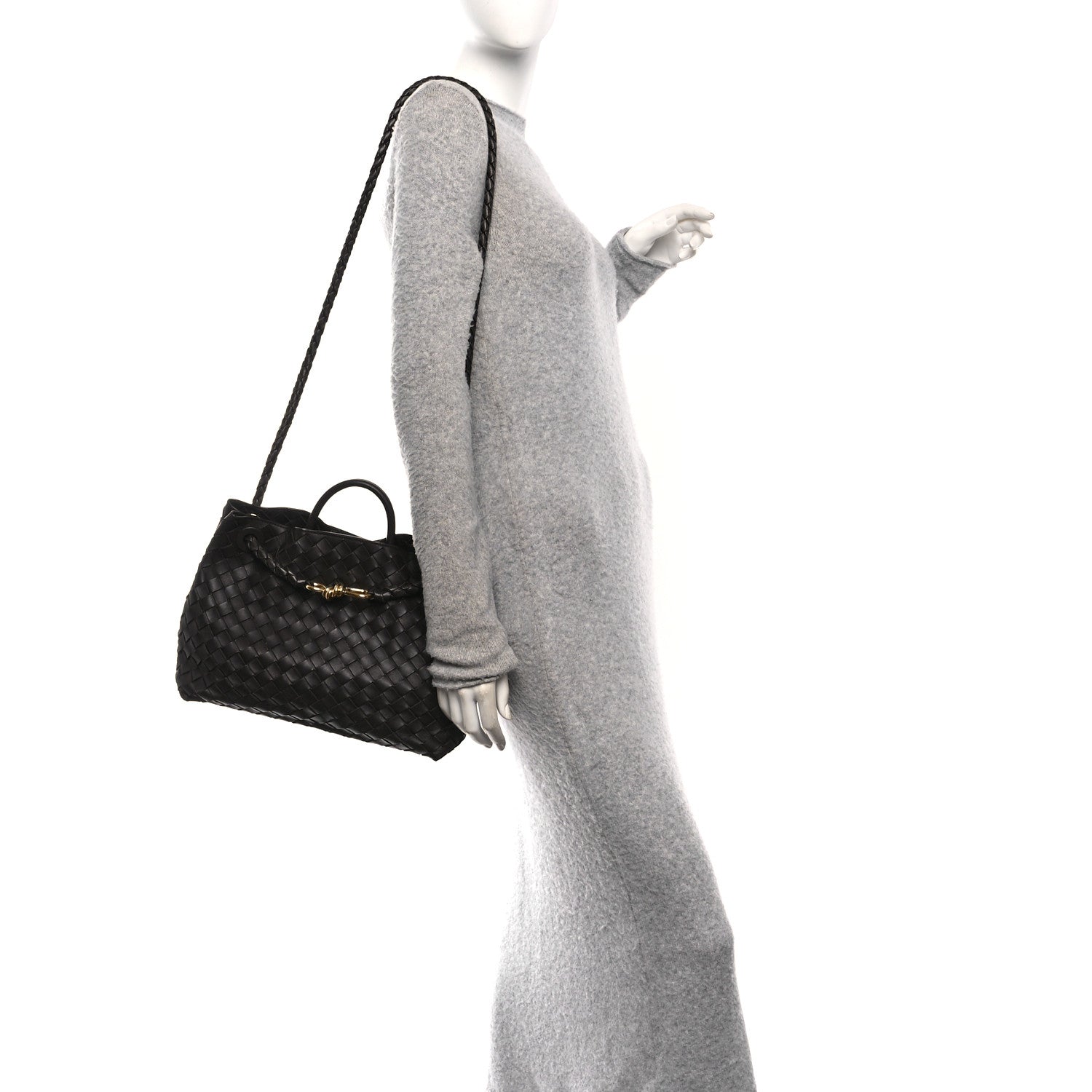 Nappa Intrecciato Medium Andiamo Shoulder Bag Fondant