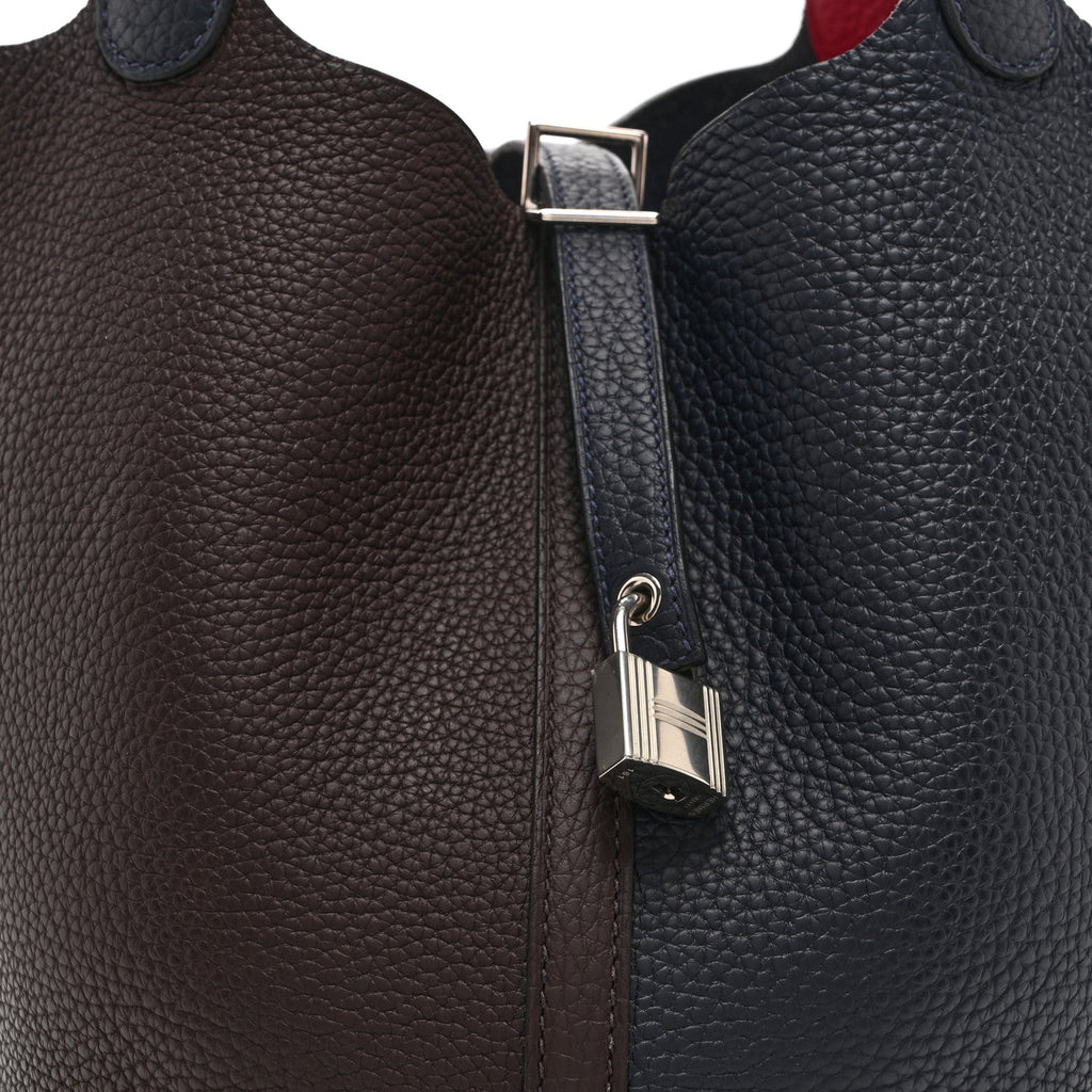 Taurillon Clemence Casaque Picotin Lock 22 MM Bleu Nuit Framboise Rouge Sellier