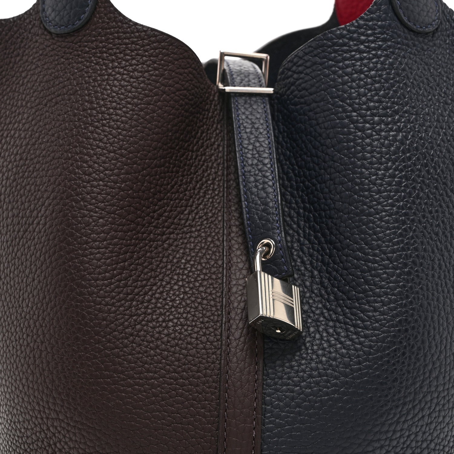 Taurillon Clemence Casaque Picotin Lock 22 MM Bleu Nuit Framboise Rouge Sellier