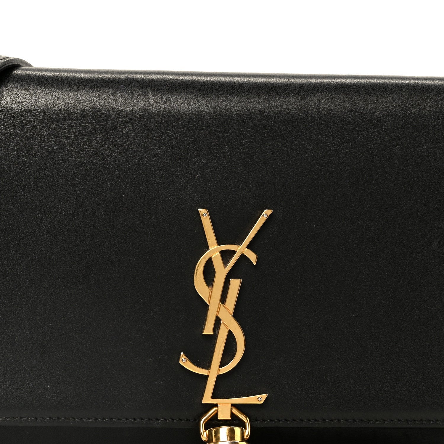 Smooth Calfskin Classic Monogram Kate Tassel Chain Wallet Black