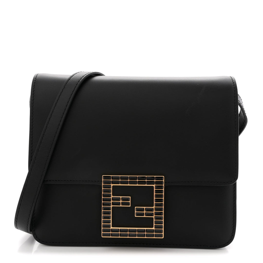 Vitello King Crystal Fab Crossbody Bag Black