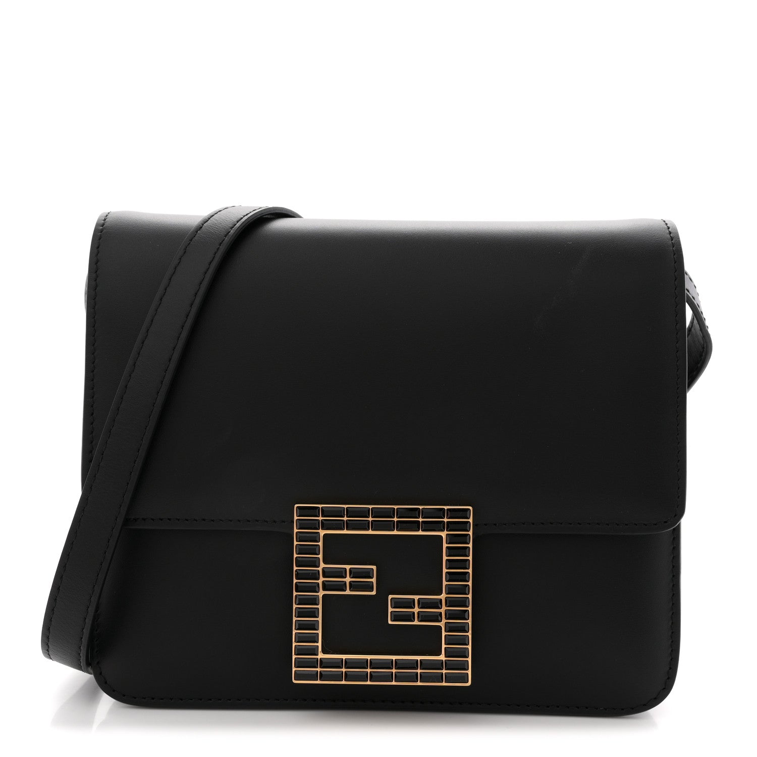 Vitello King Crystal Fab Crossbody Bag Black