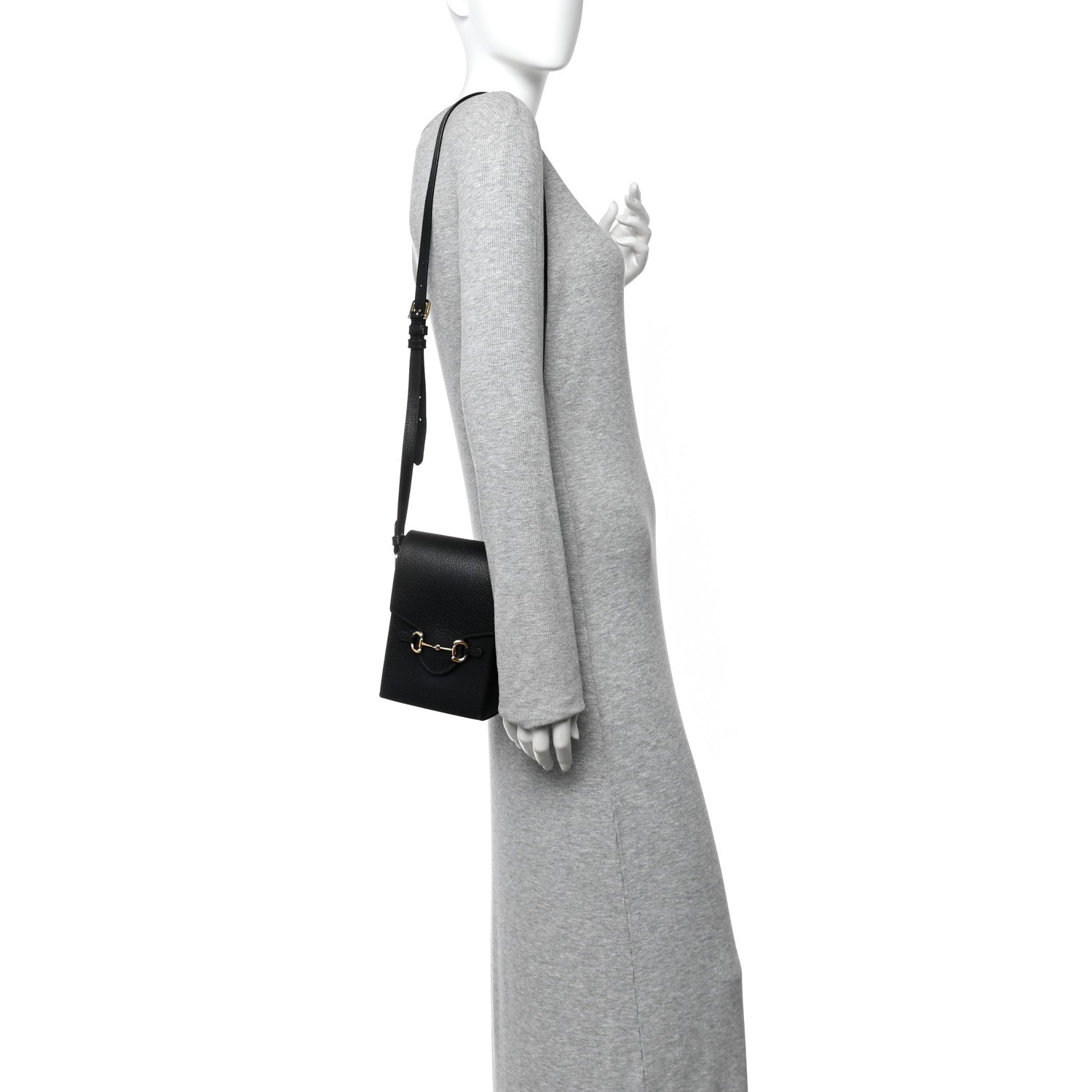 Dollar Calfskin Vertical Horsebit 1955 Crossbody Bag Black