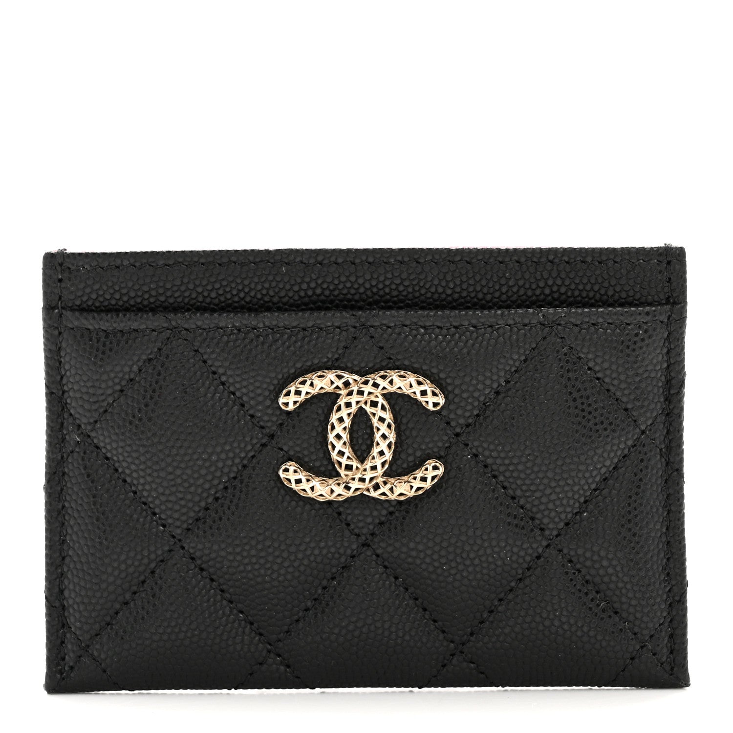 Caviar Metal Perforated Quilted  Holder Black