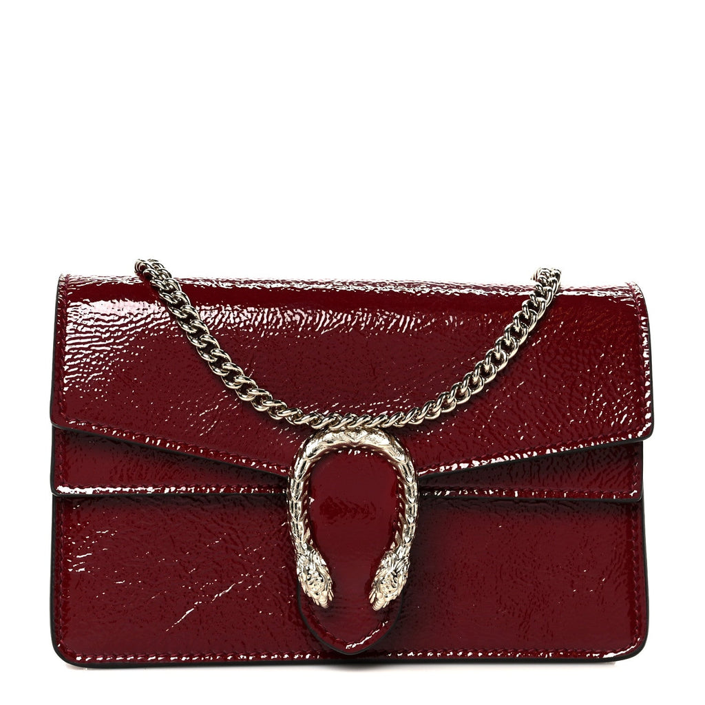 Crinkled Patent Mini Dionysus Shoulder Bag Rosso Ancora Red