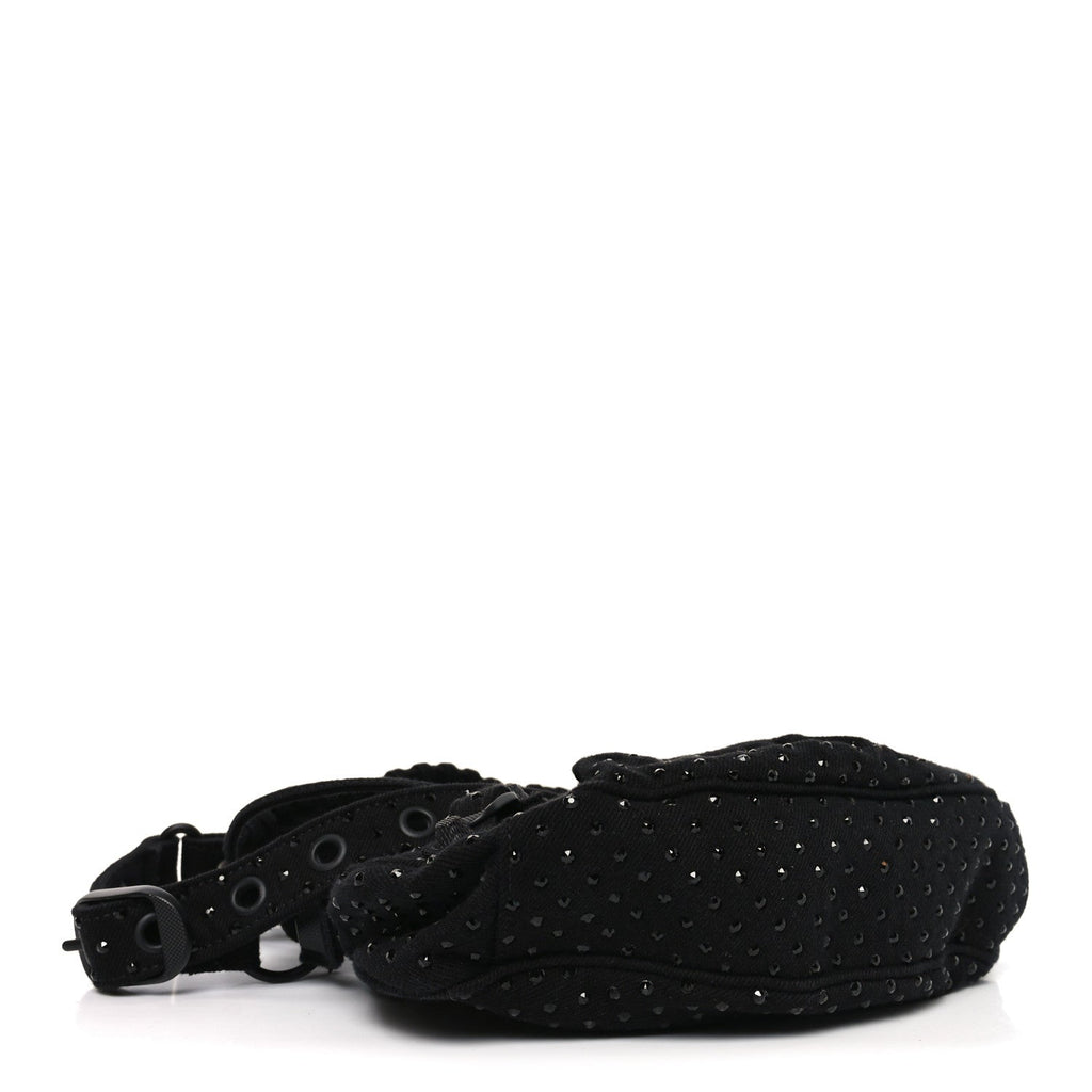 Denim Embellished Le Cagole Shoulder Bag XS Black