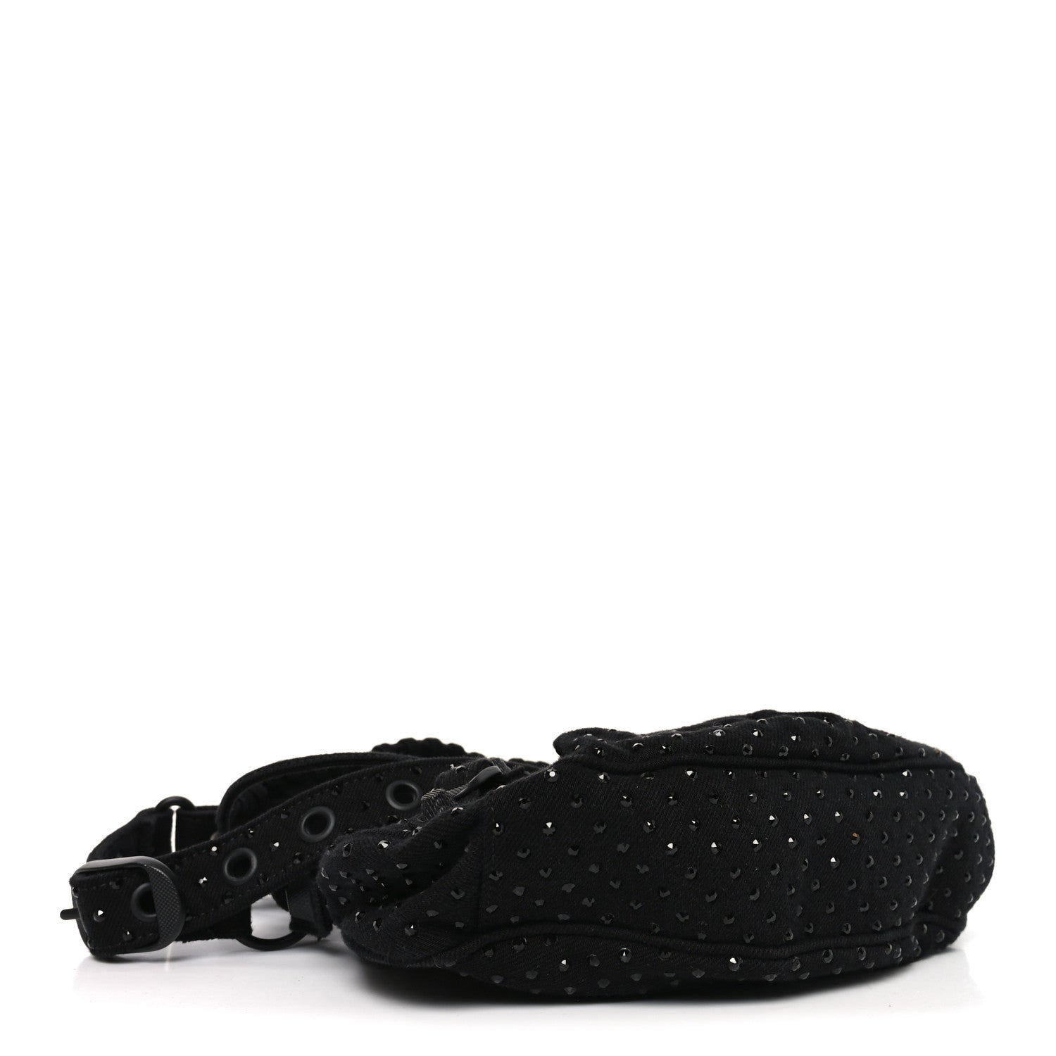 Denim Embellished Le Cagole Shoulder Bag XS Black