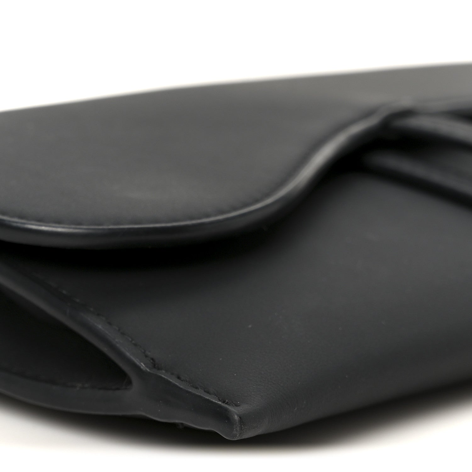Ultra Matte Calfskin Saddle Chain Wallet Pouch Black