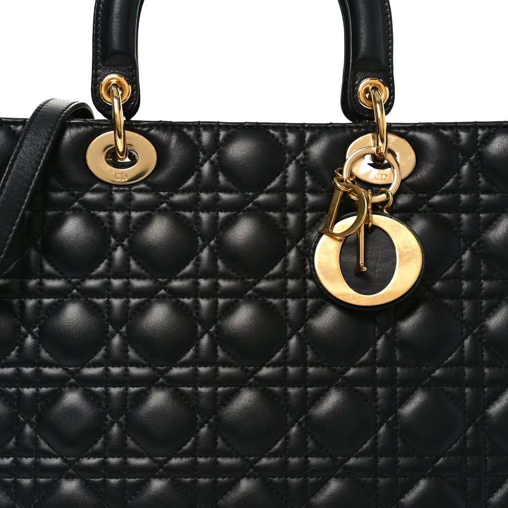 Lambskin Cannage Large Lady Dior Black
