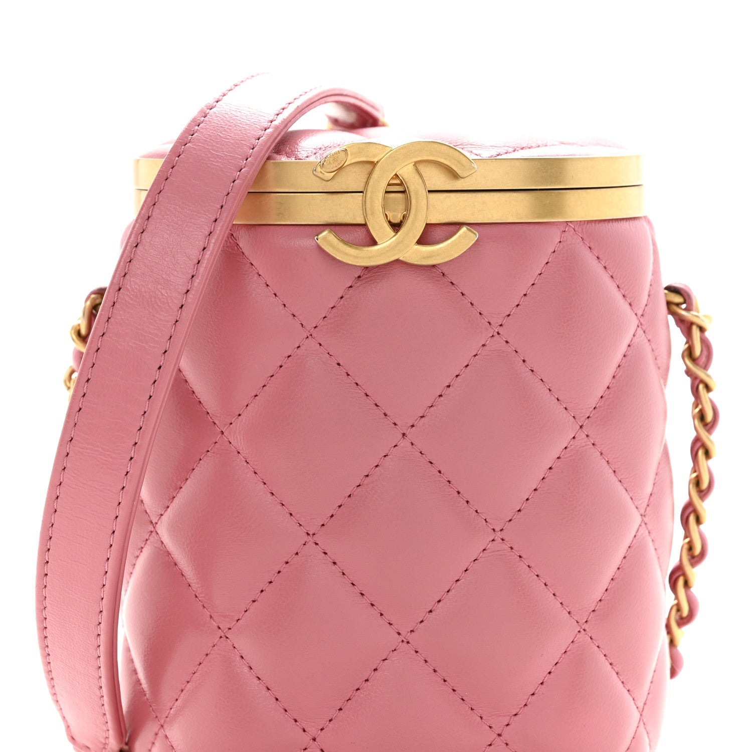 Lambskin Quilted Mini Crown Box Bag Pink