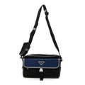 Tessuto Nylon Saffiano Pocket Single Snap Buckle Messenger Flap Bag Black Bleuette Marmo