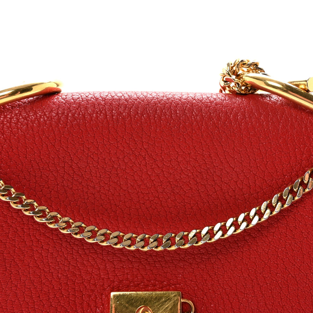 Grained Lambskin Drew Shoulder Bag Plaid Red