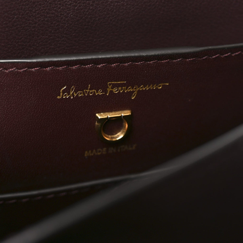 Calfskin Canvas Margot Top Handle Satchel Burgundy