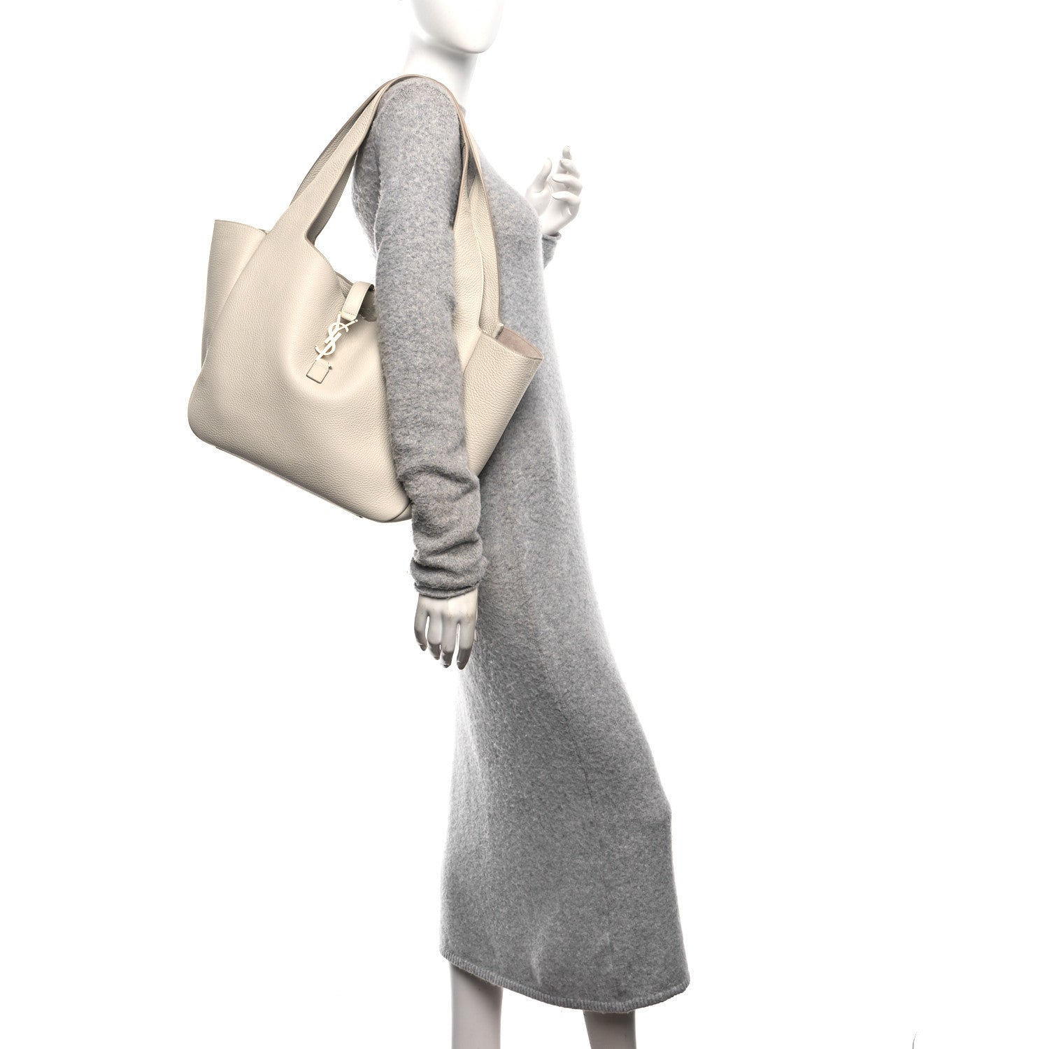 Grained Deerskin Bea Tote Blanc Vintage