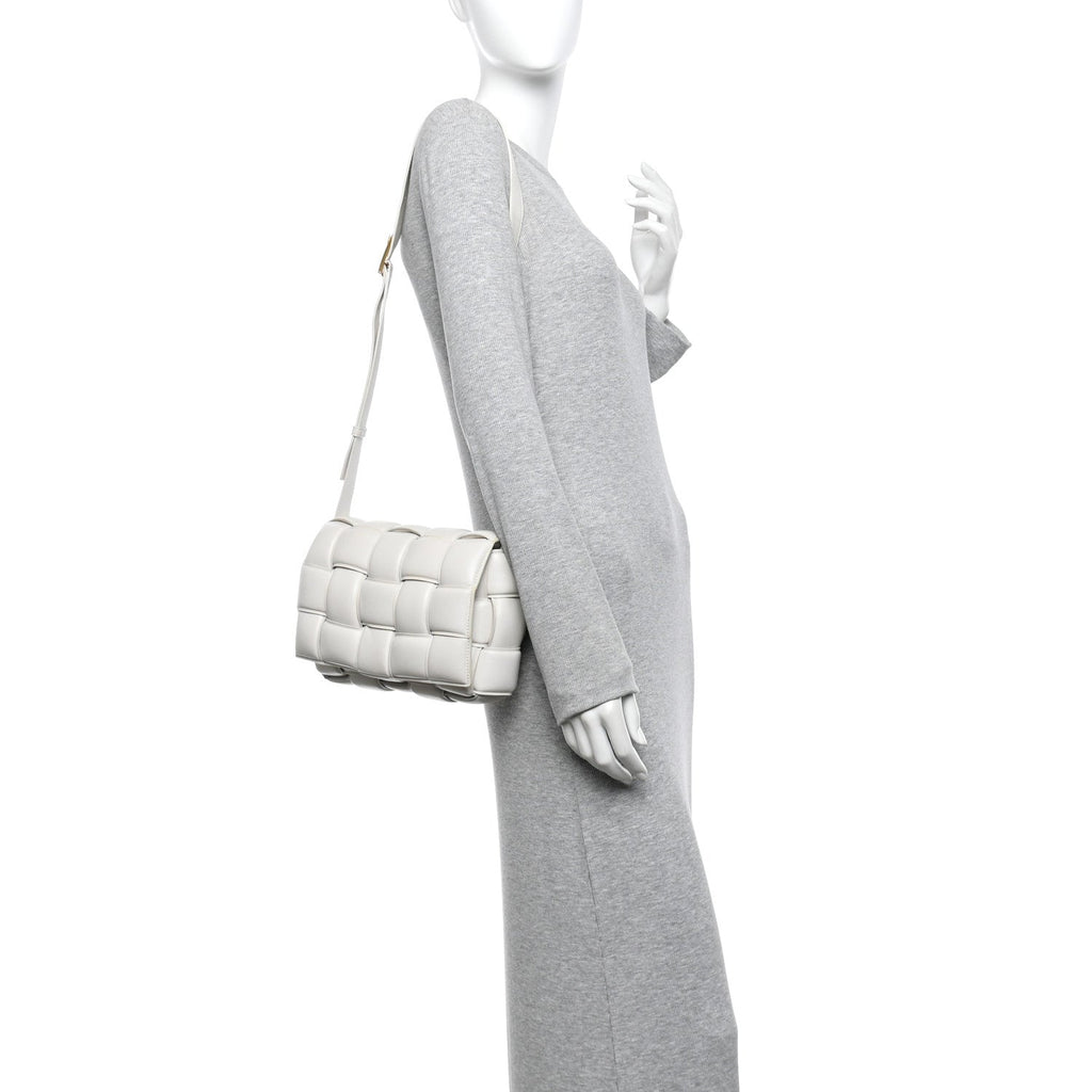 Nappa Maxi Intreccio Padded Cassette Crossbody Bag Chalk