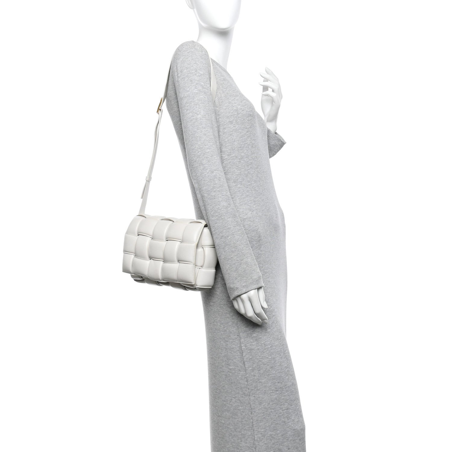 Nappa Maxi Intreccio Padded Cassette Crossbody Bag Chalk