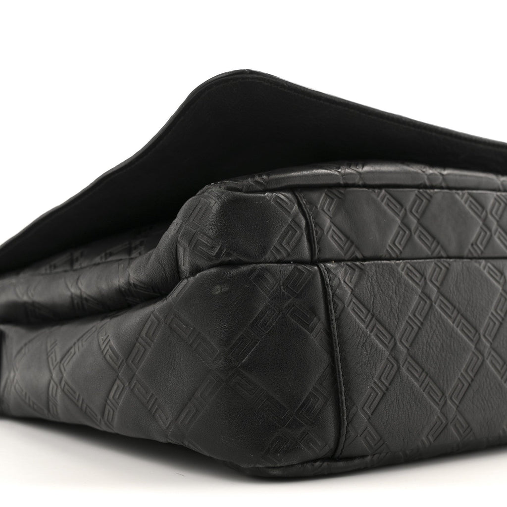 Calfskin Embossed Medusa Messenger Bag Black