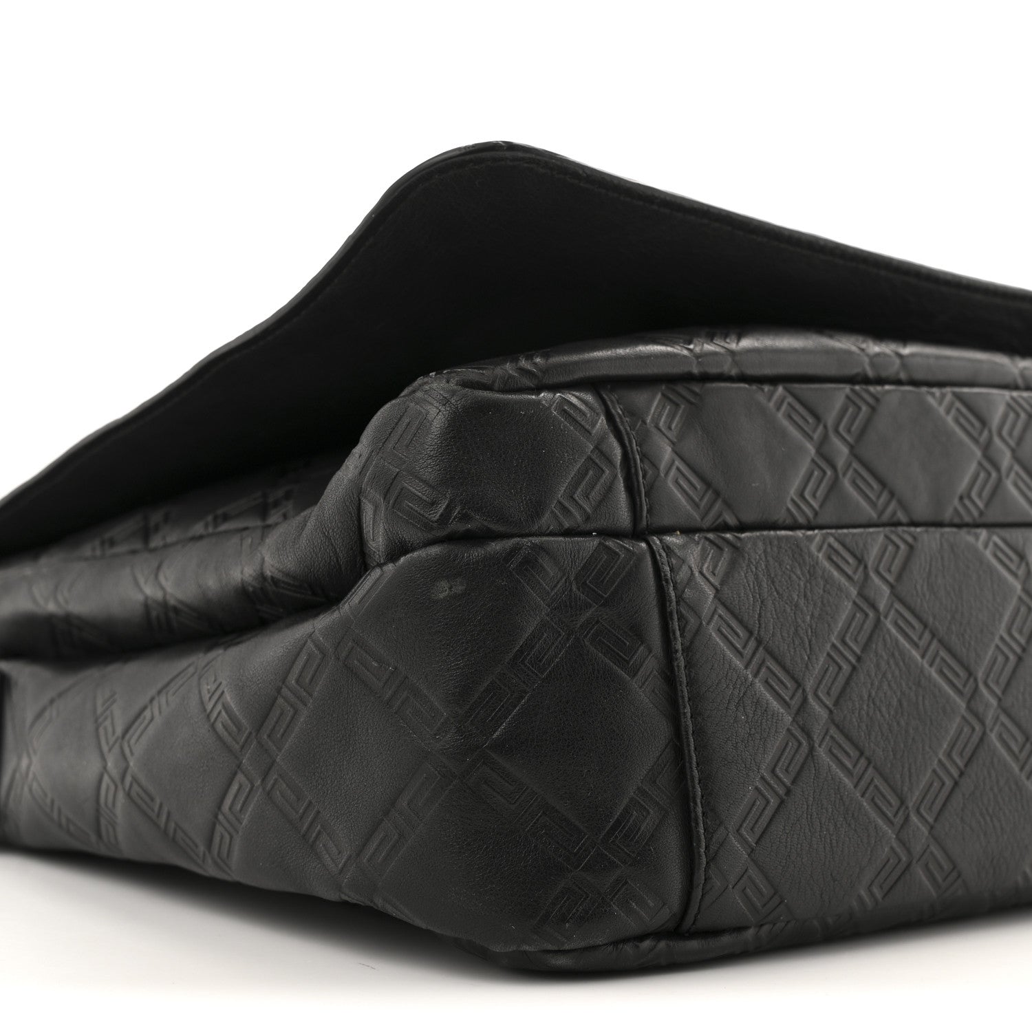 Calfskin Embossed Medusa Messenger Bag Black