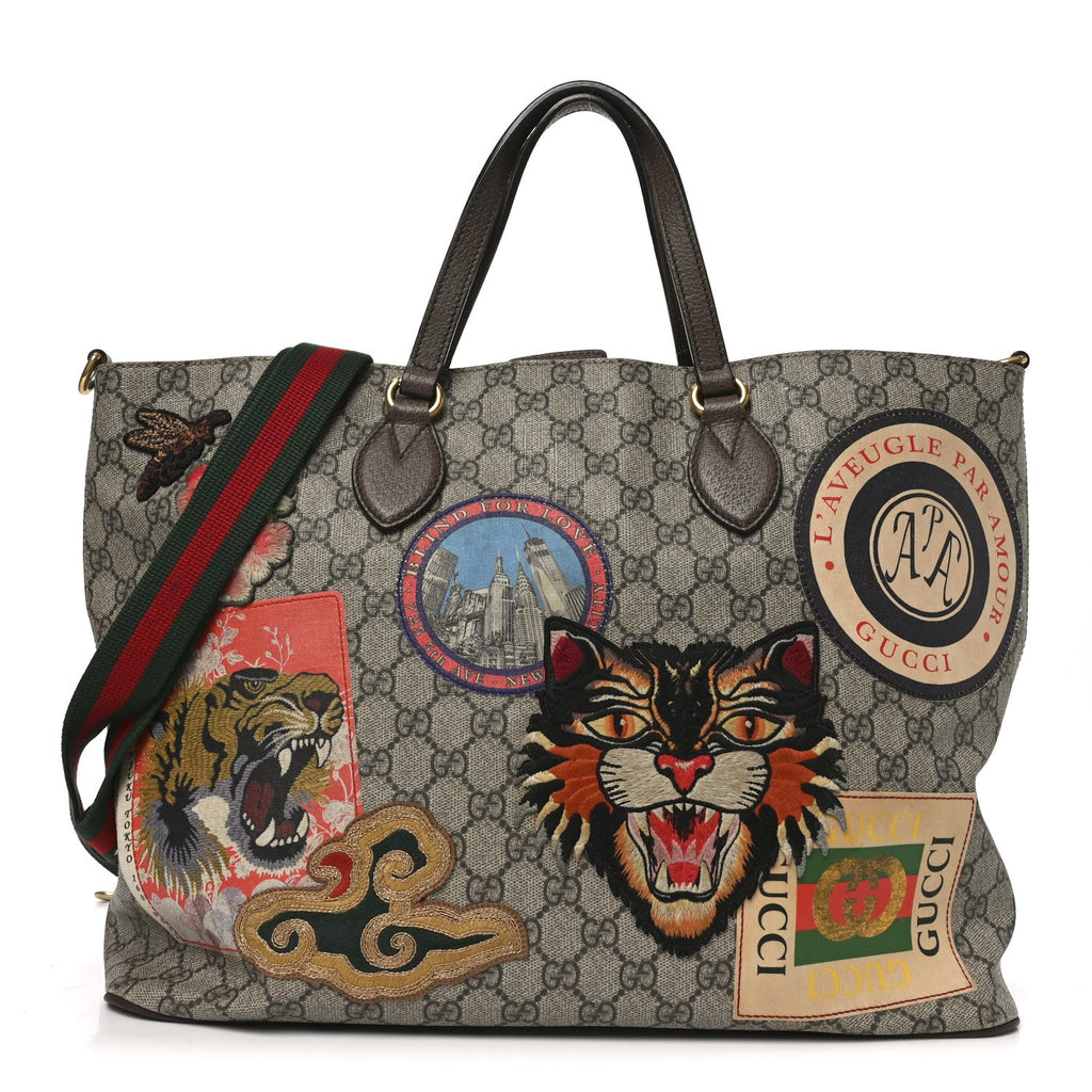 Soft GG Supreme Monogram Courrier Medium Crossbody Tote Beige New Acero