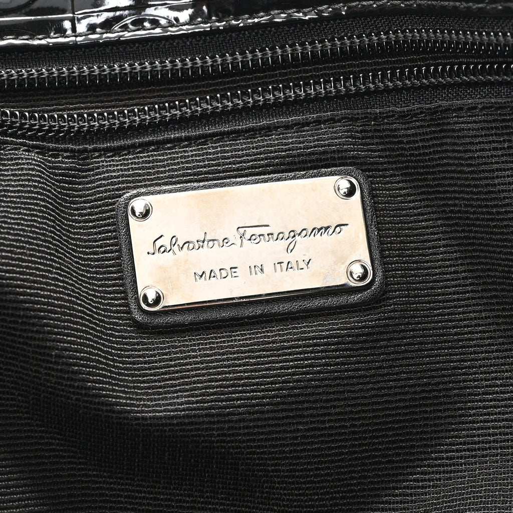 Patent Gancini Embossed Tote Black