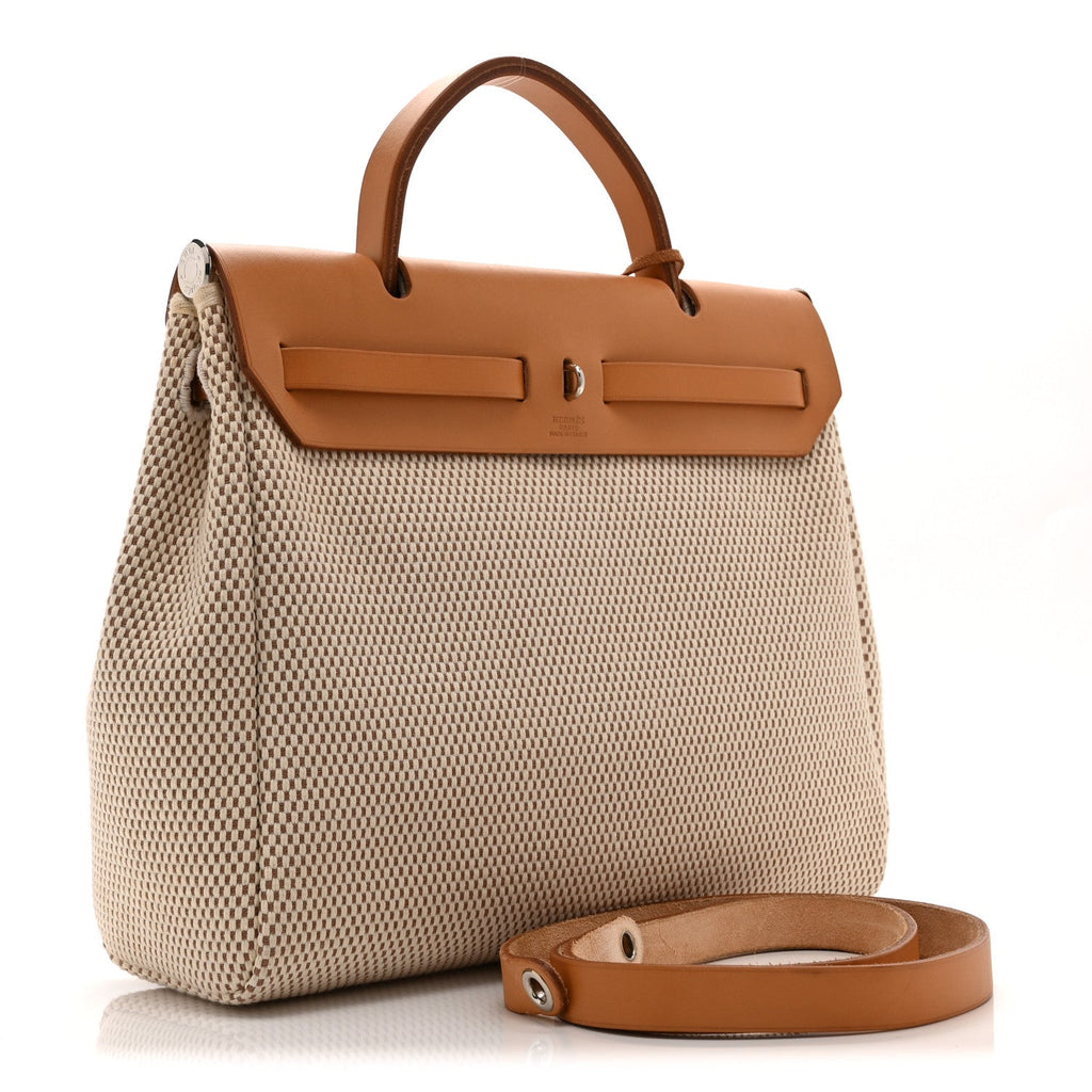 Toile Vache Calfskin Herbag 30 PM Black Natural