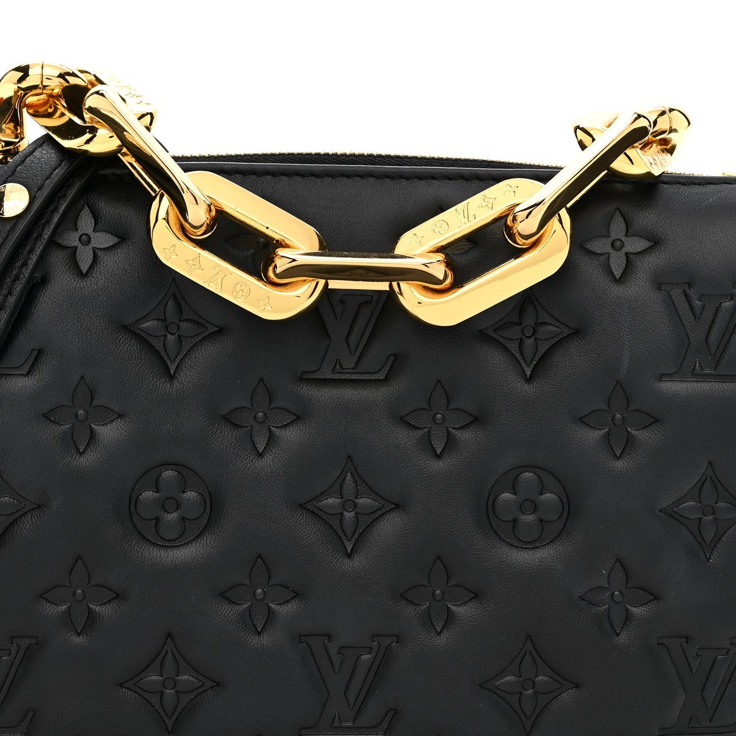Lambskin Embossed Monogram Coussin BB Black