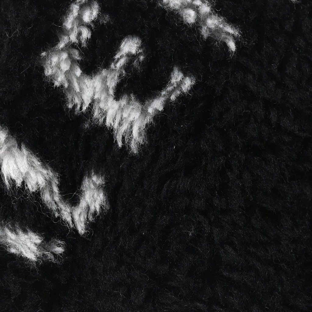 Faux Fur Diagonal Logo Explorer Crossbody Pouch  Black White