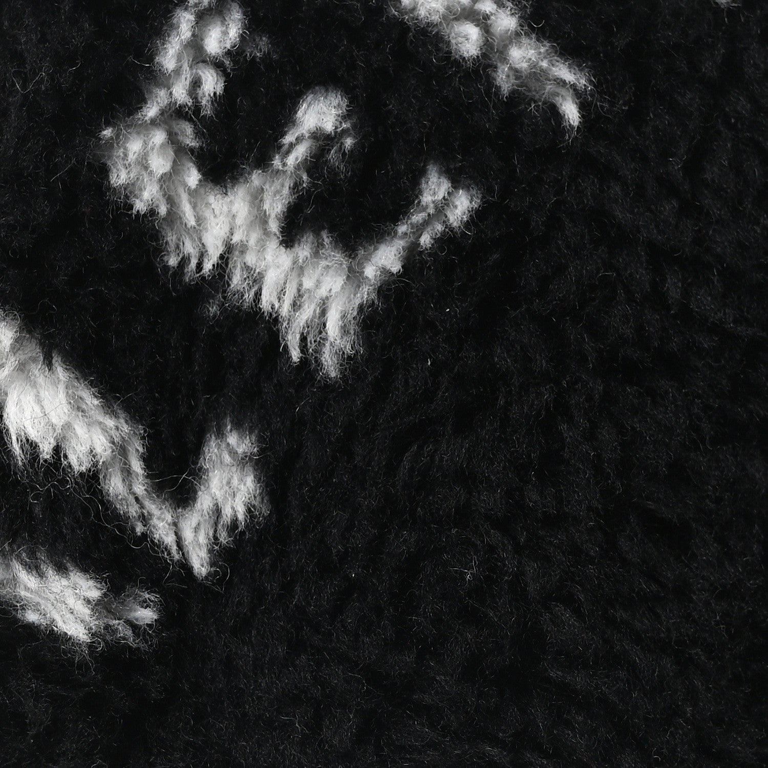 Faux Fur Diagonal Logo Explorer Crossbody Pouch  Black White