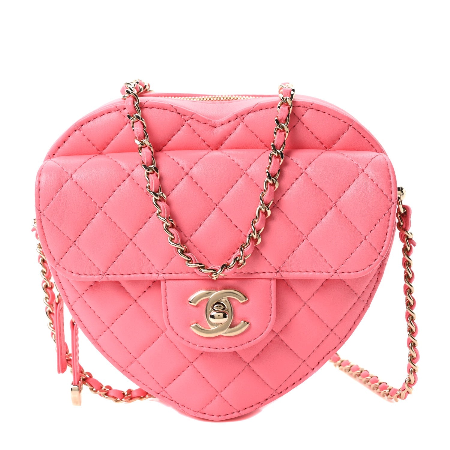 Lambskin Quilted CC In Love Heart Bag Pink