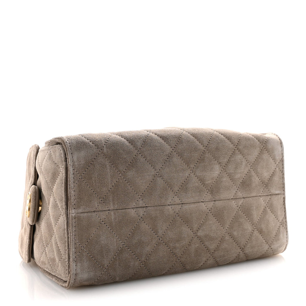 Suede Quilted Small Chanel 25 Handbag Dark Grey
