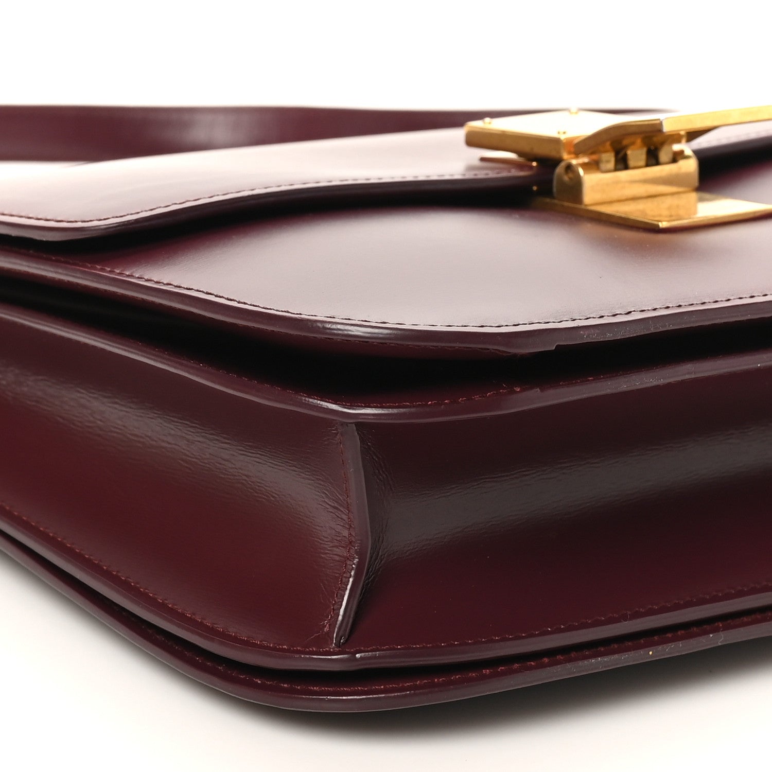Box Calfskin Medium Classic Box Flap Bag Burgundy