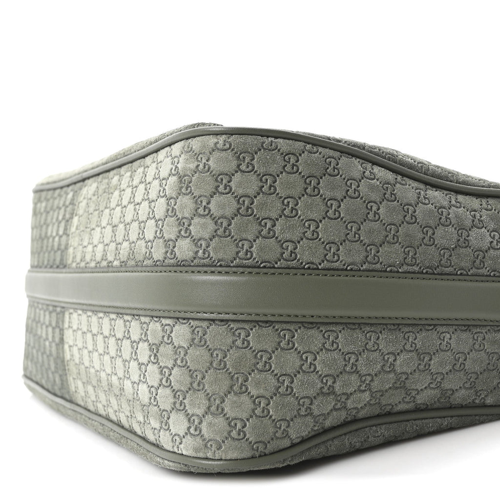 Suede GG Monogram Half Horsebit Medium Shoulder Bag Sage
