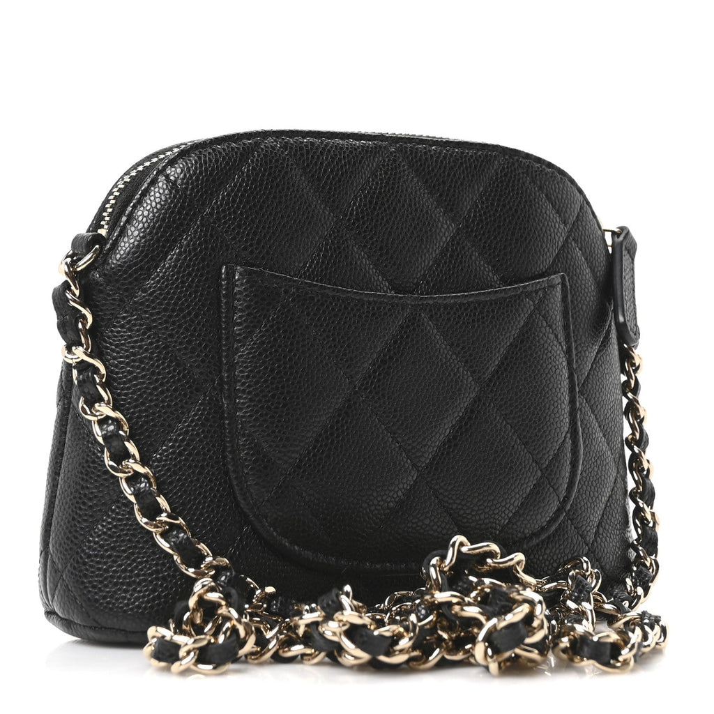 Caviar Quilted Classic Clutch With Chain Black