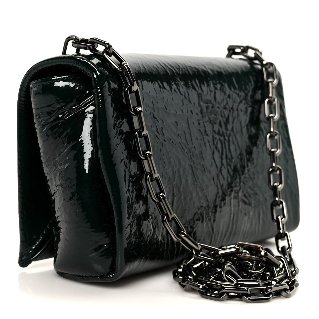 Naplak Patent Calfskin Monochrome Loubi54 Shoulder Bag Green