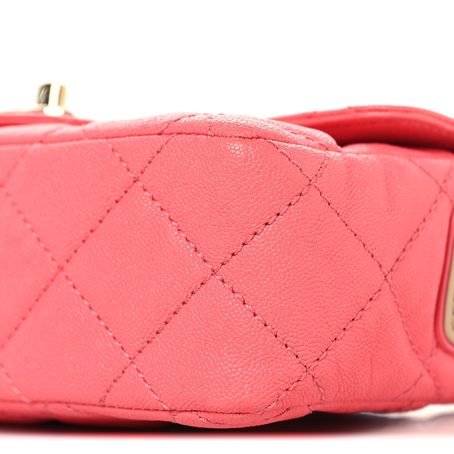 Iridescent Caviar Quilted Mini Flap With Thick Strap Pink Beige
