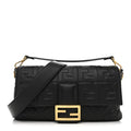 Nappa FF 1974 Embossed Large Baguette Black