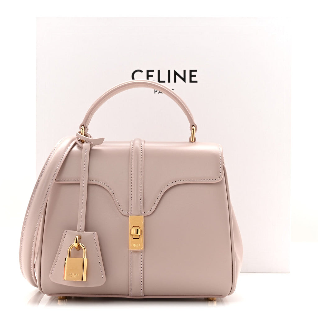 Satinated Calfskin Mini 16 Top Handle Bag Bleached Pink