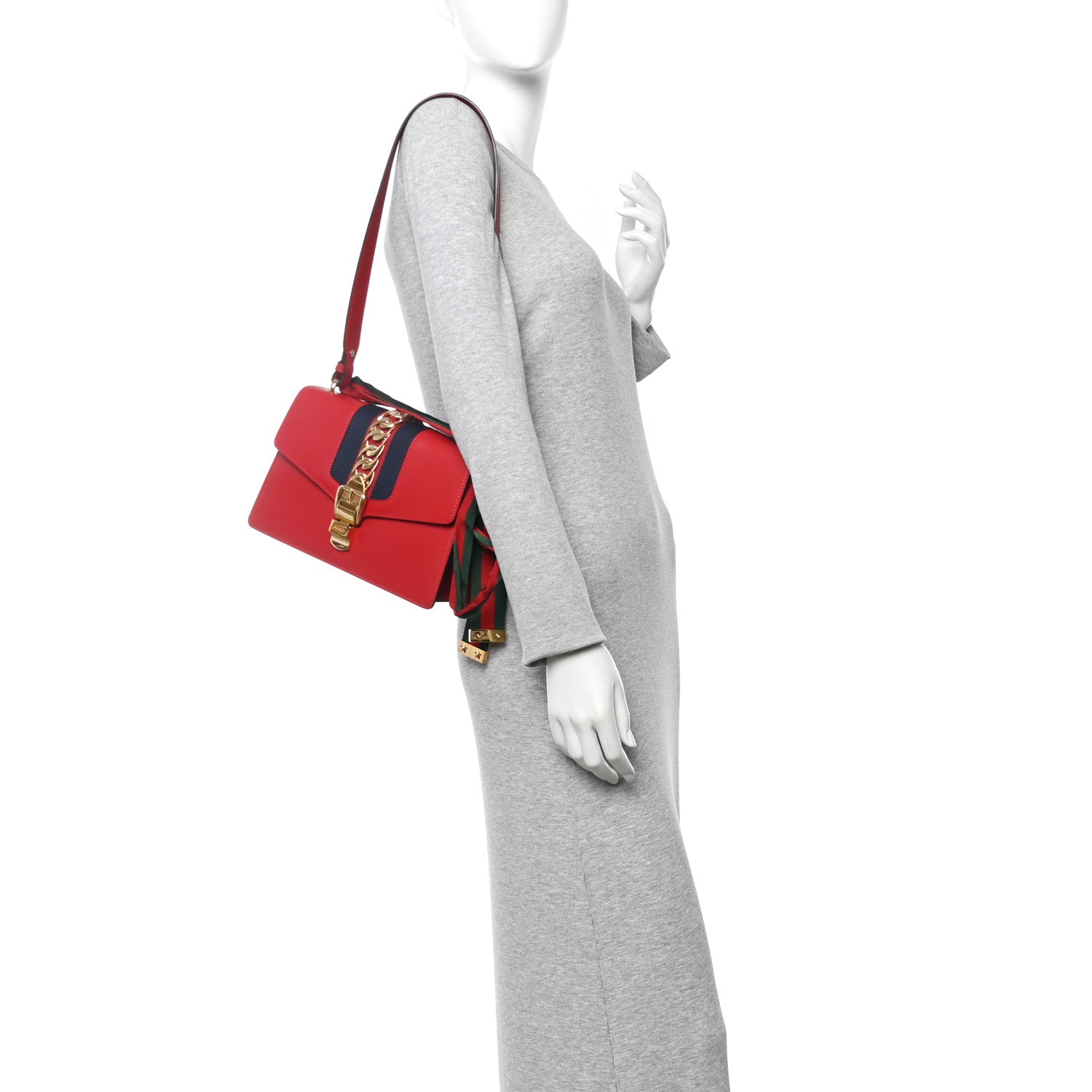 Calfskin Small Sylvie Shoulder Bag Hibiscus Red