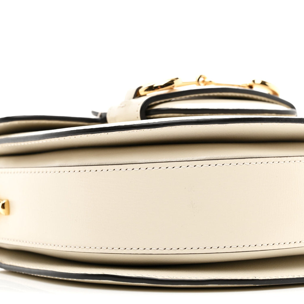 Azalea Calfskin Mini Horsebit 1955 Rounded Shoulder Bag Mystic White