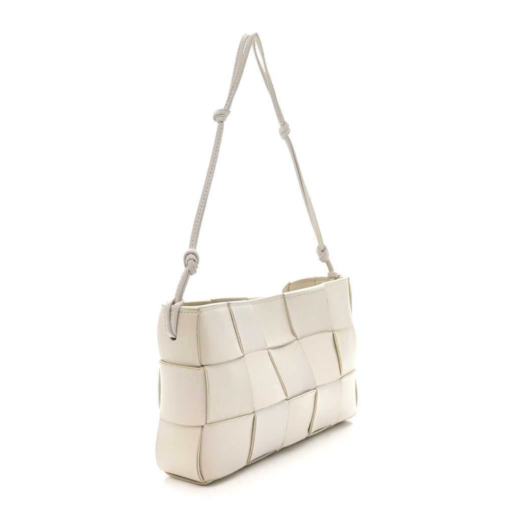 Calfskin Maxi Intrecciato Cassette Pouch On Strap Chalk