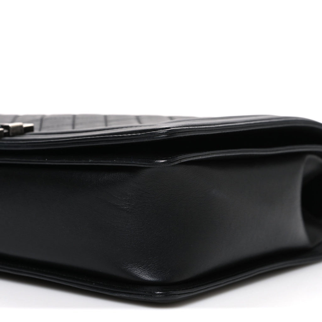 Lambskin Quilted Large Boy Flap Black