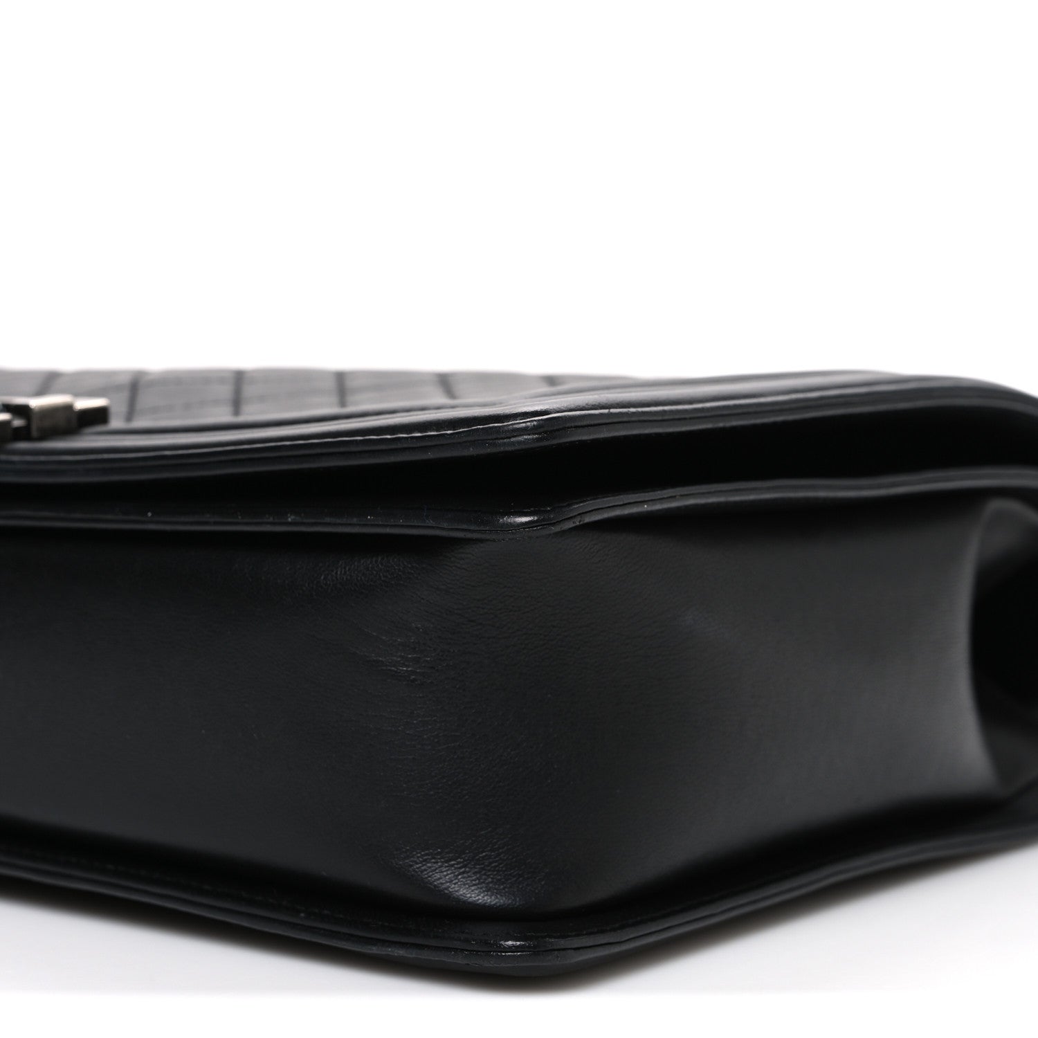 Lambskin Quilted Large Boy Flap Black