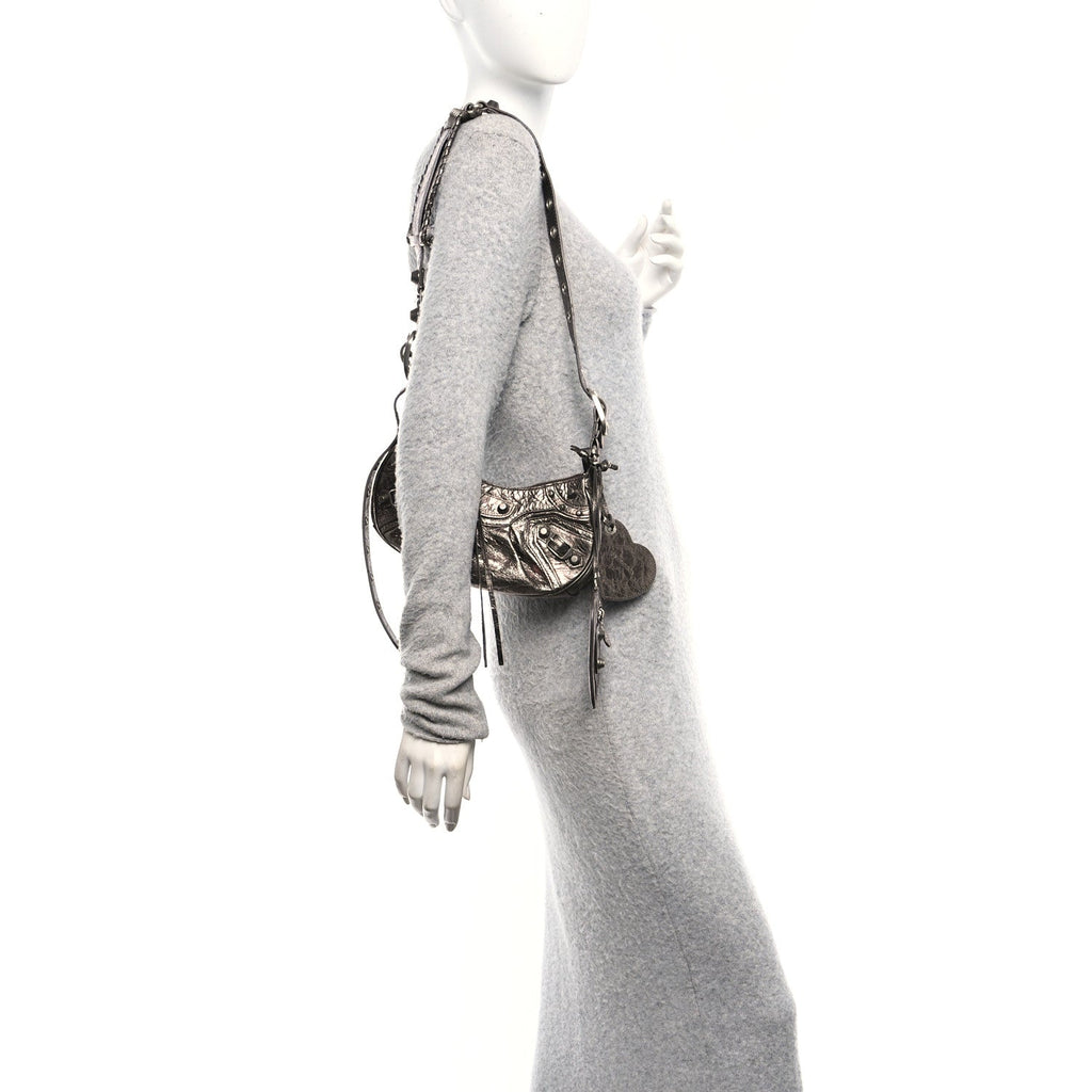 Metallic Agneau Arena Le Cagole Shoulder Bag XS Dark Bronze